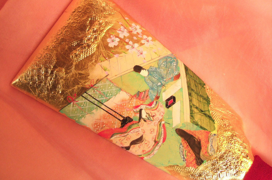 9、源氏物語絵巻の「末摘花」（すえつむはな）の手書き羽子板