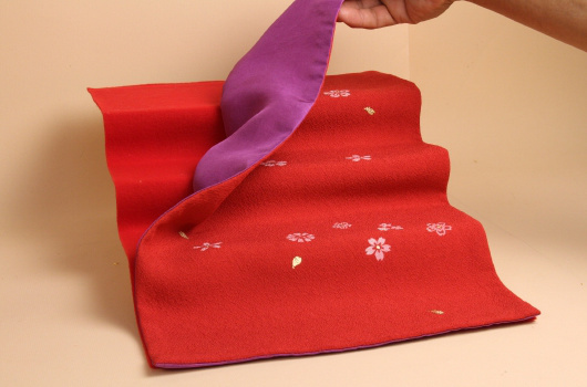 「紫式部日記」桜の花びらの型染めしたハンドメイドの布地です